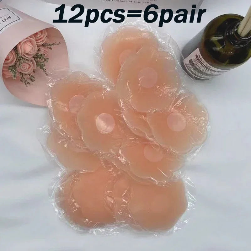 12pcs Women Silicone Nipple Cover Invisible Self-adhesive Chest Breast Stickers Female Lift Up Pads Reusable Patch Bra Intimates