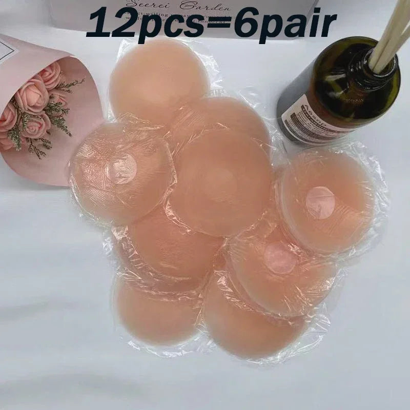 12pcs Women Silicone Nipple Cover Invisible Self-adhesive Chest Breast Stickers Female Lift Up Pads Reusable Patch Bra Intimates
