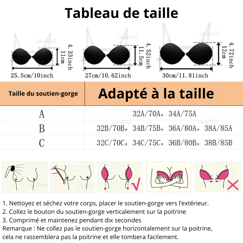 Soutien gorge coque adhésive taille